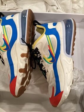 Nike womans Multicolor Air 270 React Sneakers - White/Red/Teal/Blue/Yellow